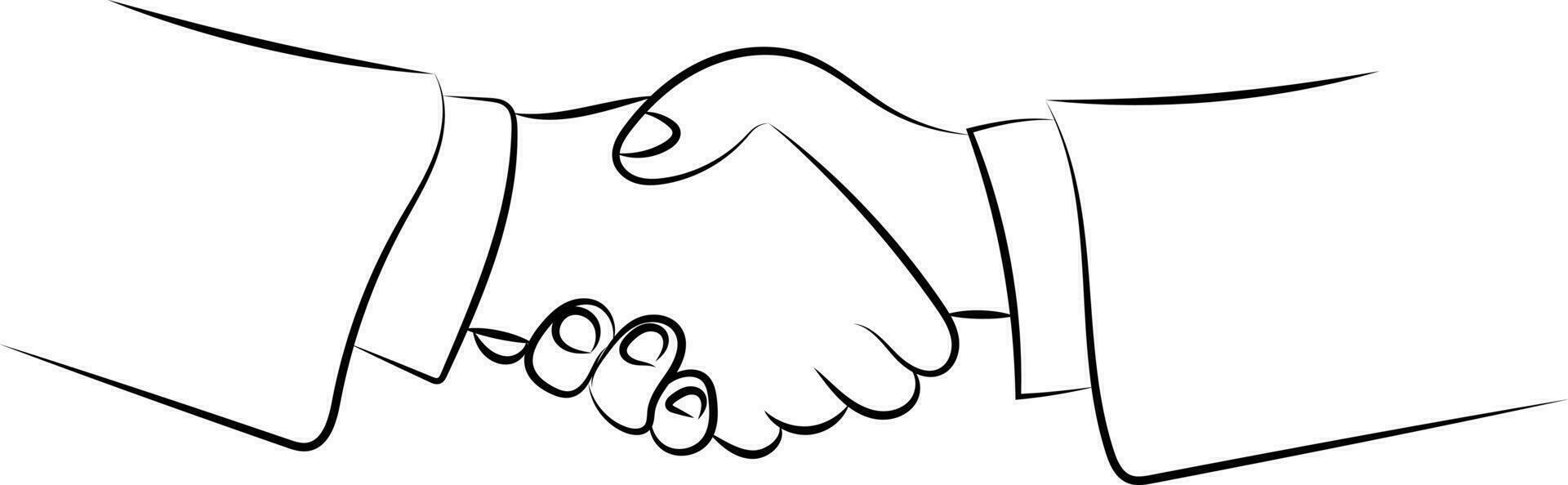Simple Hand Drawn Line Illustration of a Handshake vector