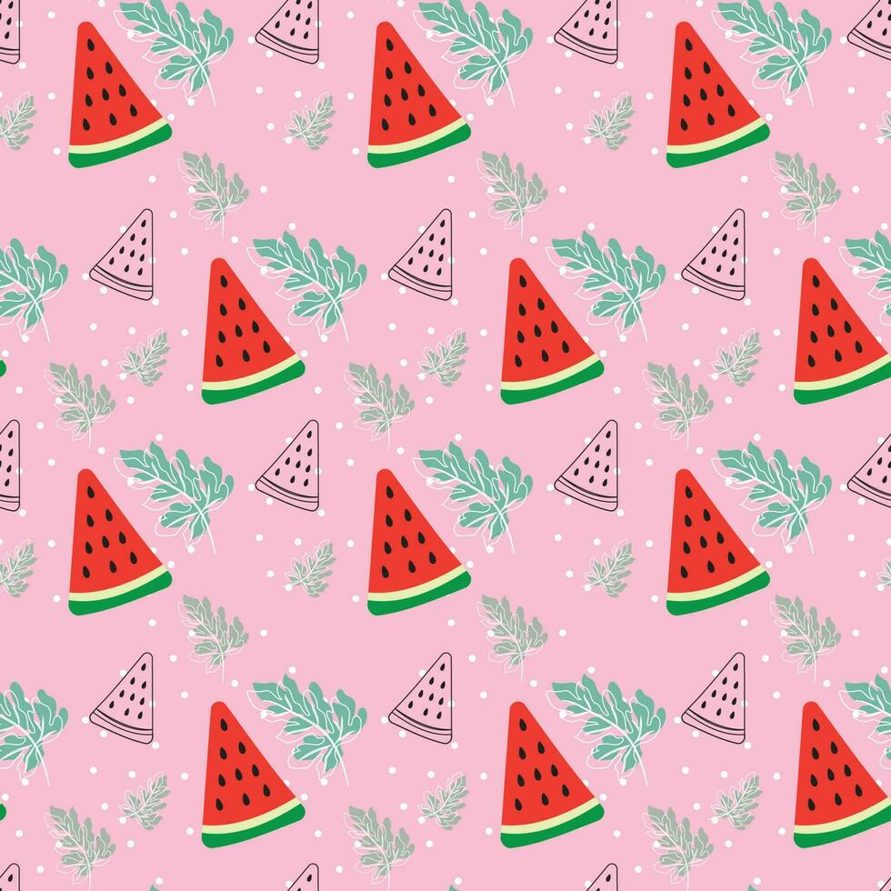 Seamless watermelon pattern with pastel background color vector