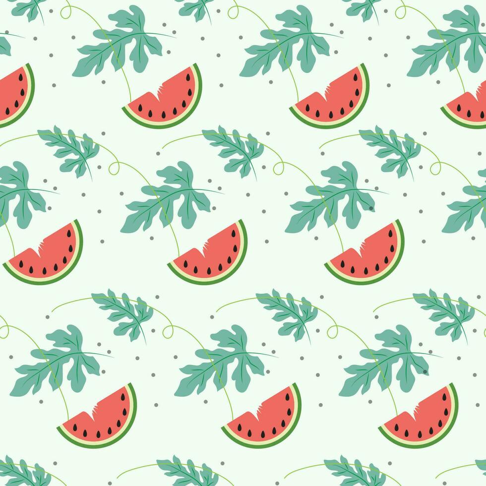 Seamless watermelon pattern with pastel background color vector