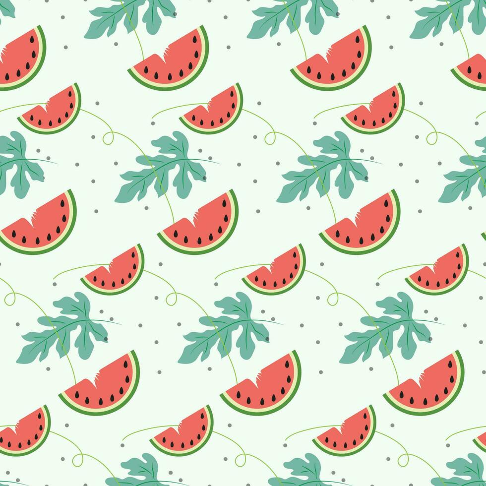 Seamless watermelon pattern with pastel background color vector
