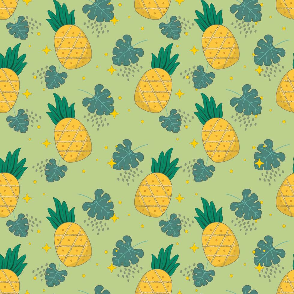 Cute pineaplle fruit seamless pattern with pastel background vector