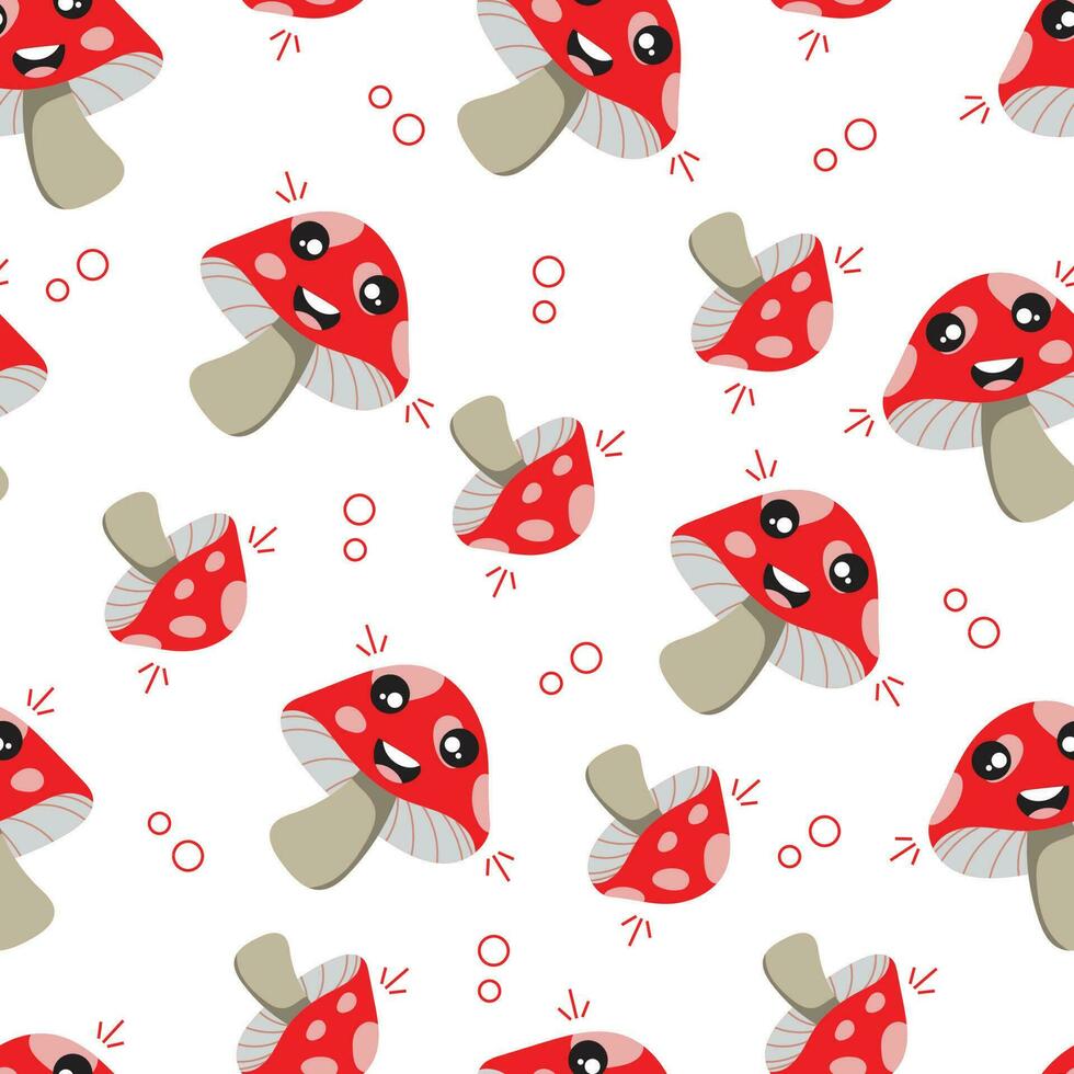 Cute hand drawn mushroom seamless pattern vector