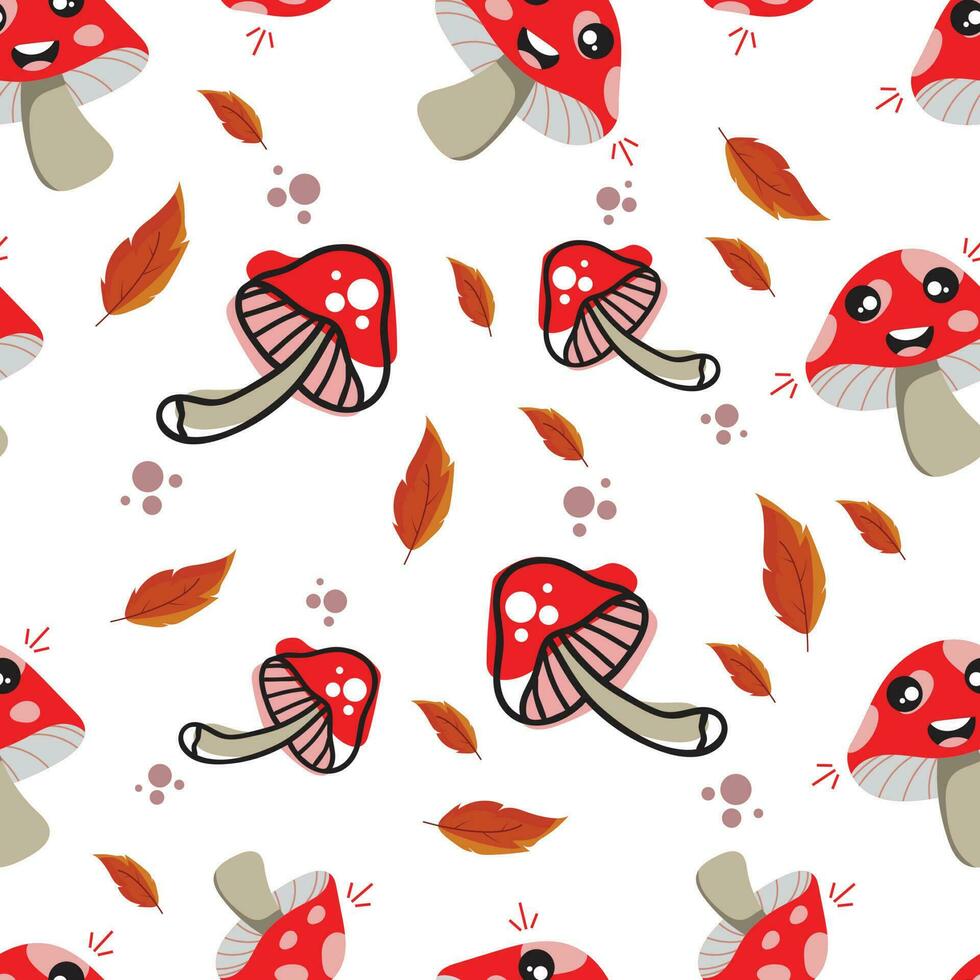 Cute hand drawn mushroom seamless pattern vector