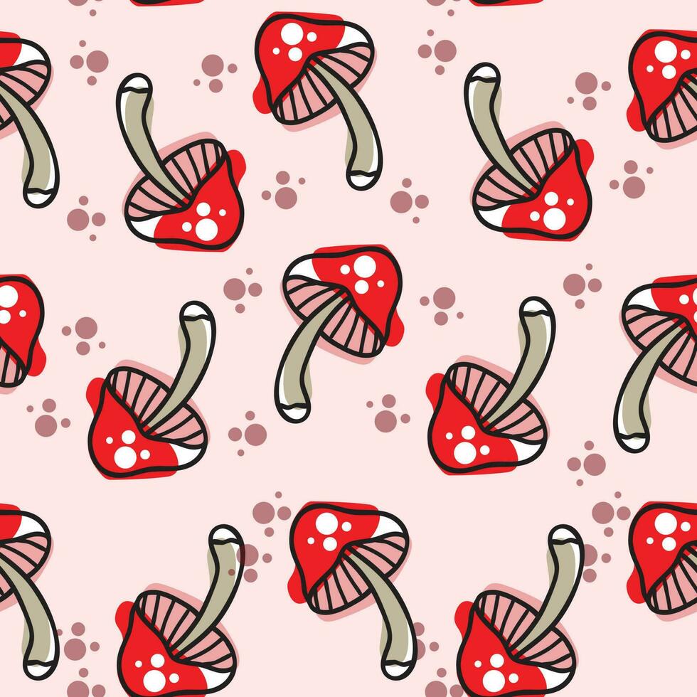 Cute hand drawn mushroom seamless pattern vector