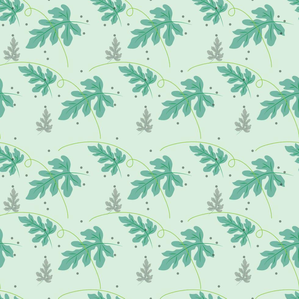 Seamless leaves pattern with pastel background color vector