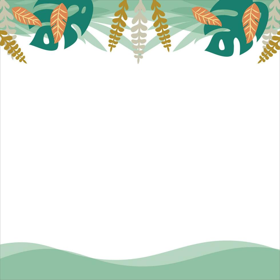 Spring frame background with colorfull leaves ilustration vector