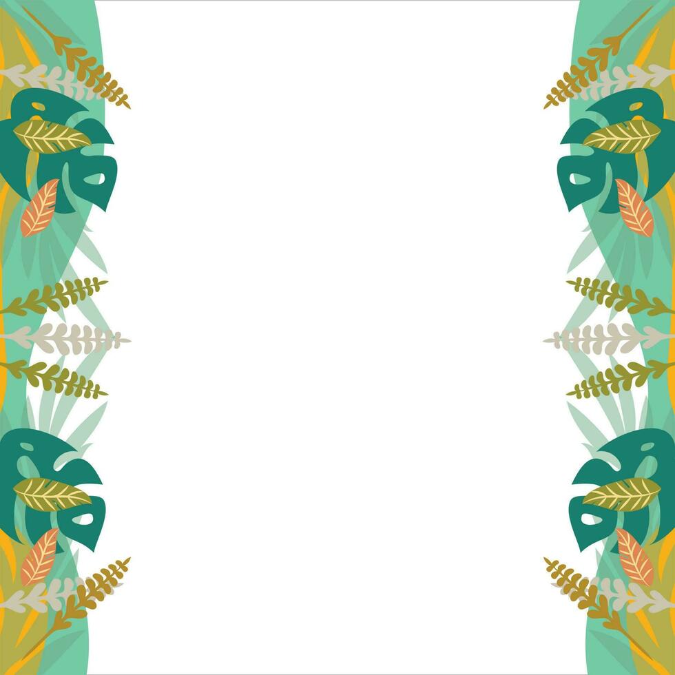 Spring frame background with colorfull leaves ilustration vector