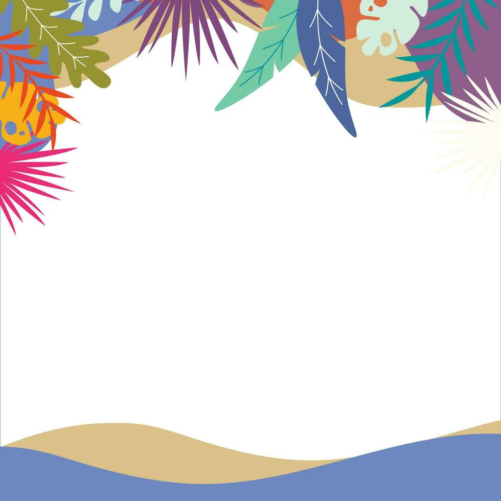 Spring frame background with colorfull leaves ilustration vector