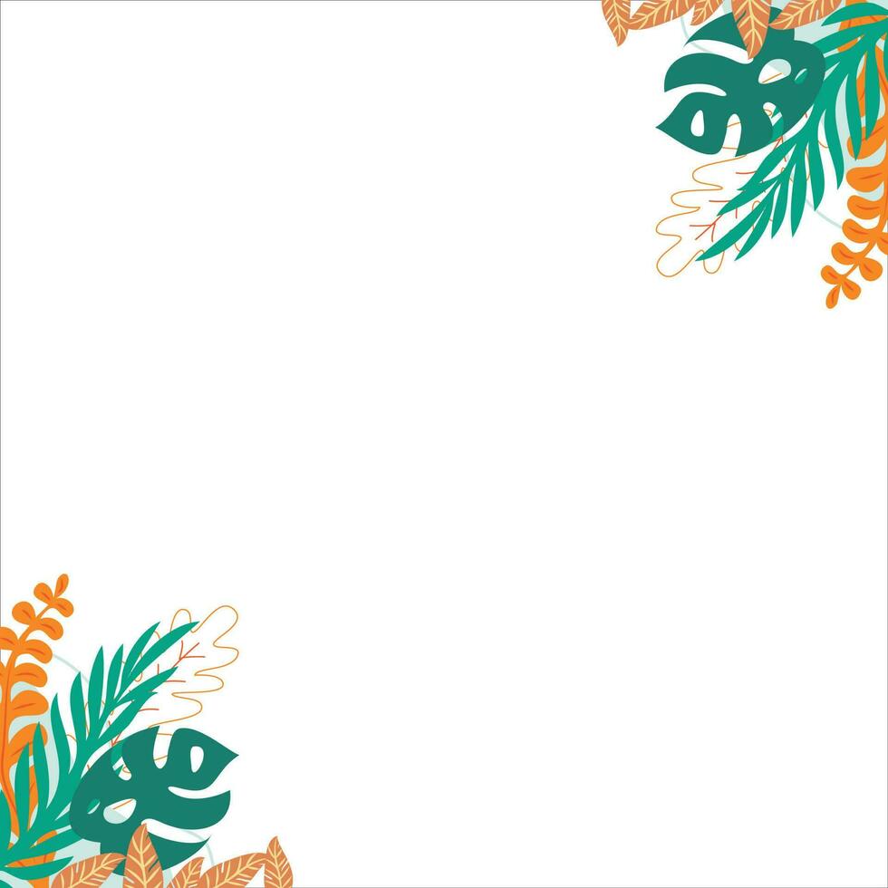 Spring frame background with colorfull leaves ilustration vector