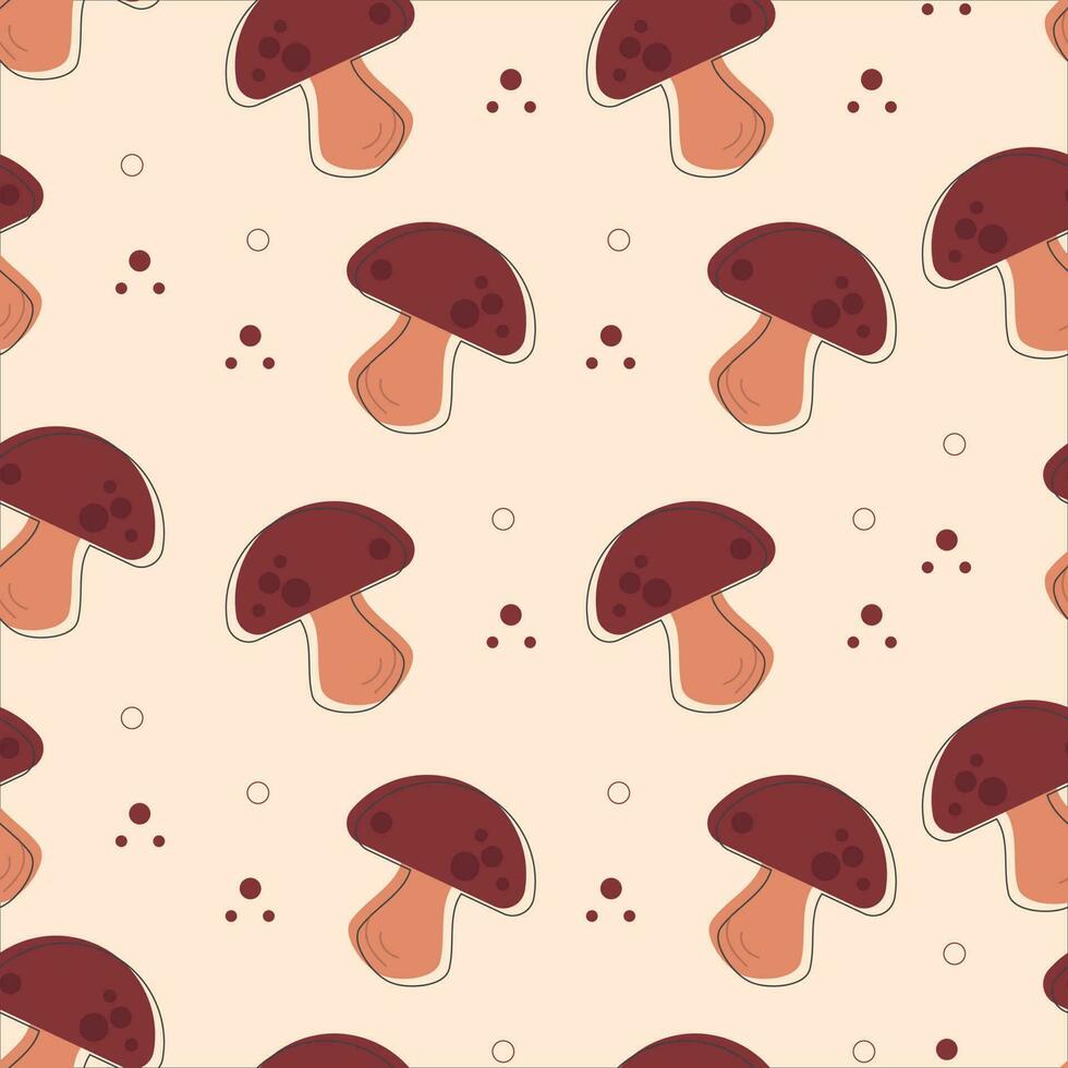 Cute hand drawn mushroom seamless pattern vector