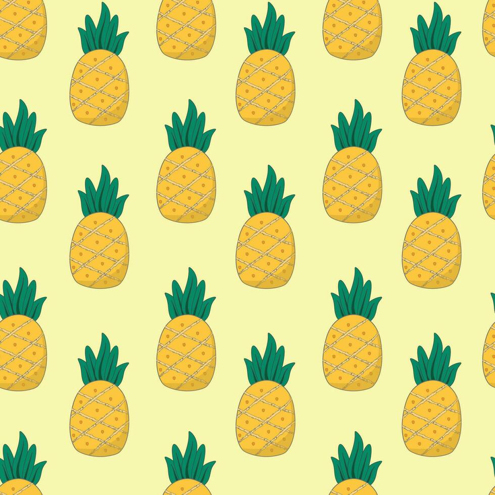 Cute pineaplle fruit seamless pattern with pastel background vector