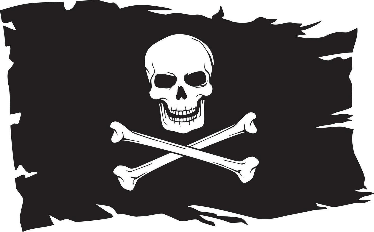 Pirate flag with skull and cross bones - Jolly Roger. Vector illustration.