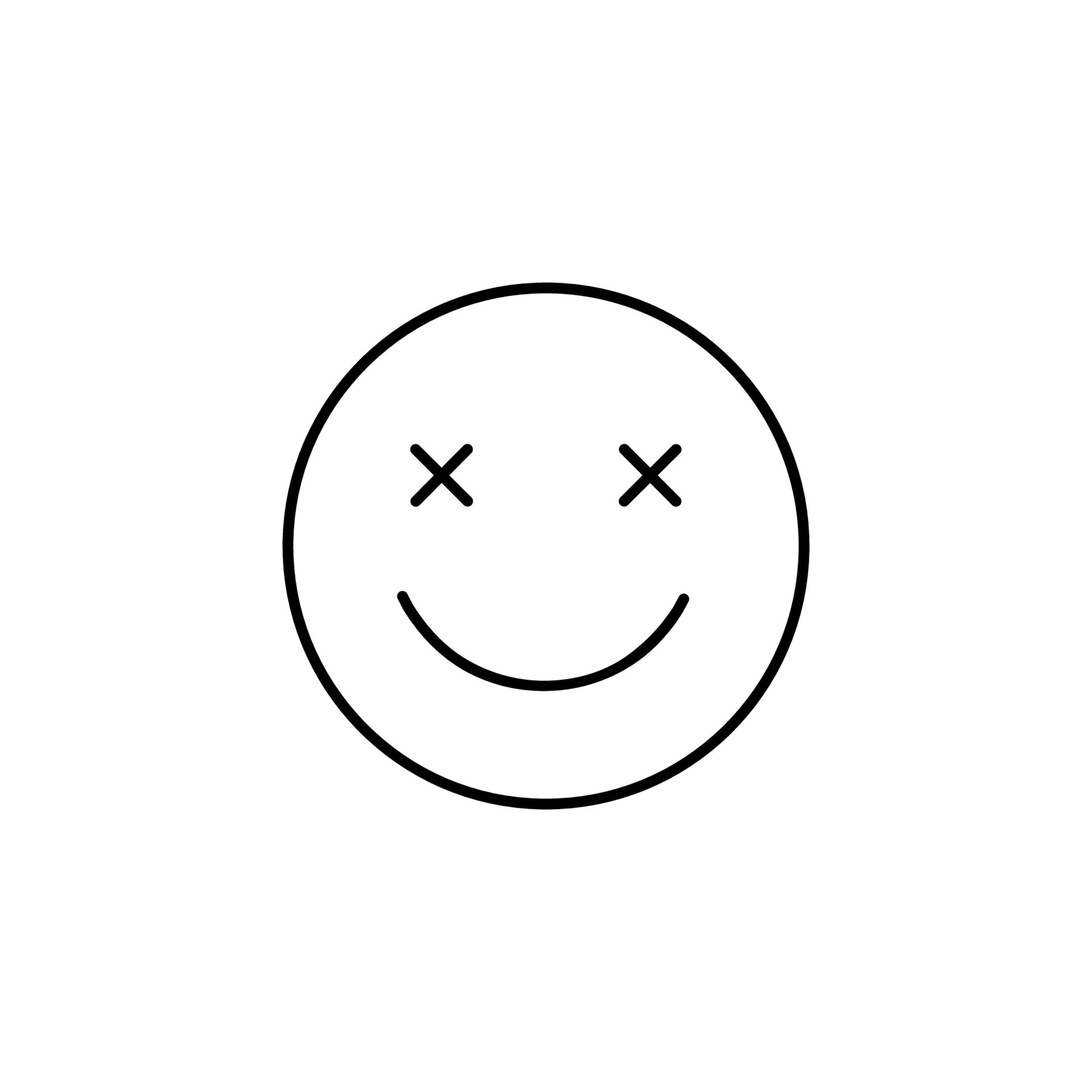 Smile face icon with crossed eyes isolated on white background. Vector