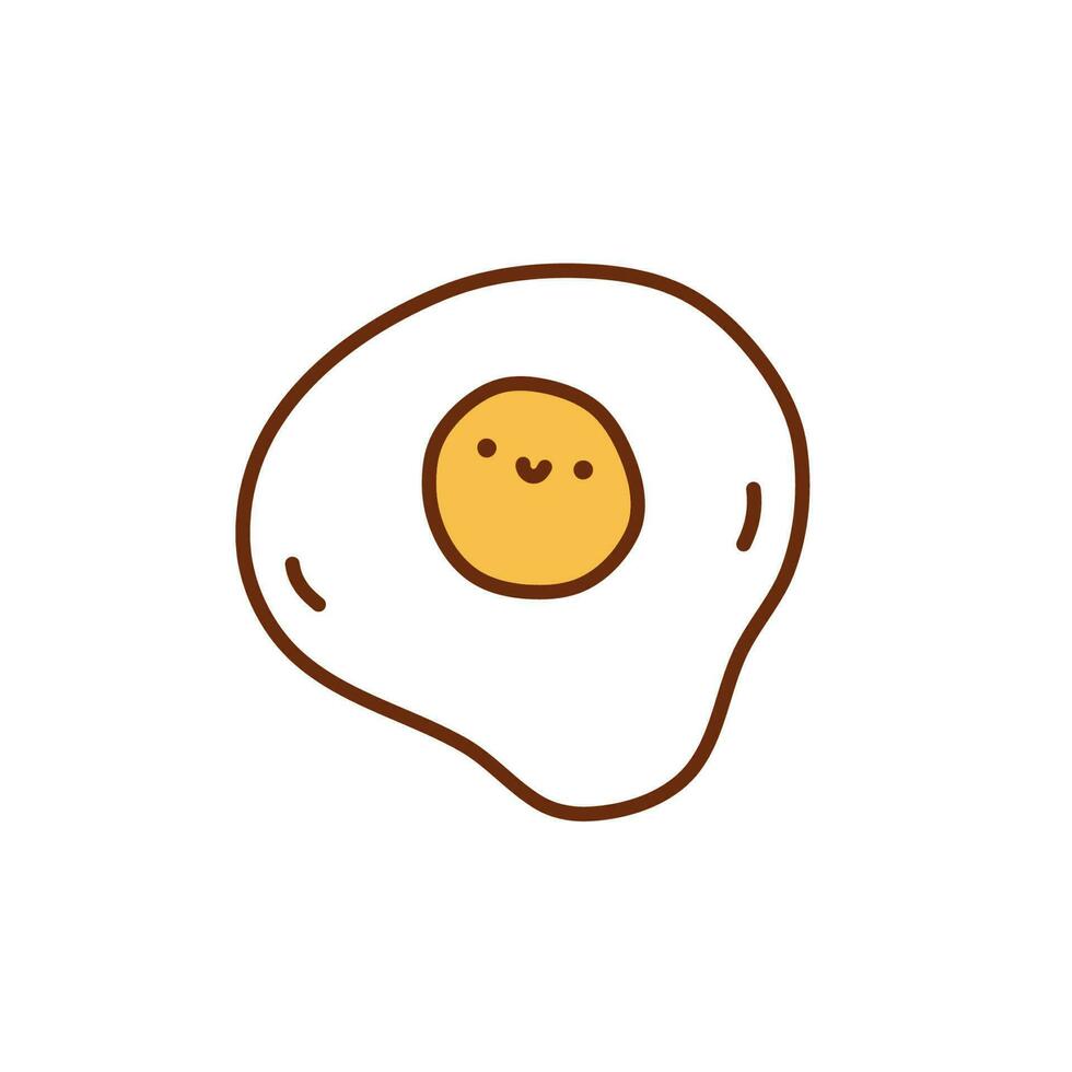 linda frito huevo aislado en blanco antecedentes. vector dibujado a mano ilustración en kawaii garabatear estilo. Perfecto para varios diseños, tarjetas, decoraciones, logo, menú, recetas.