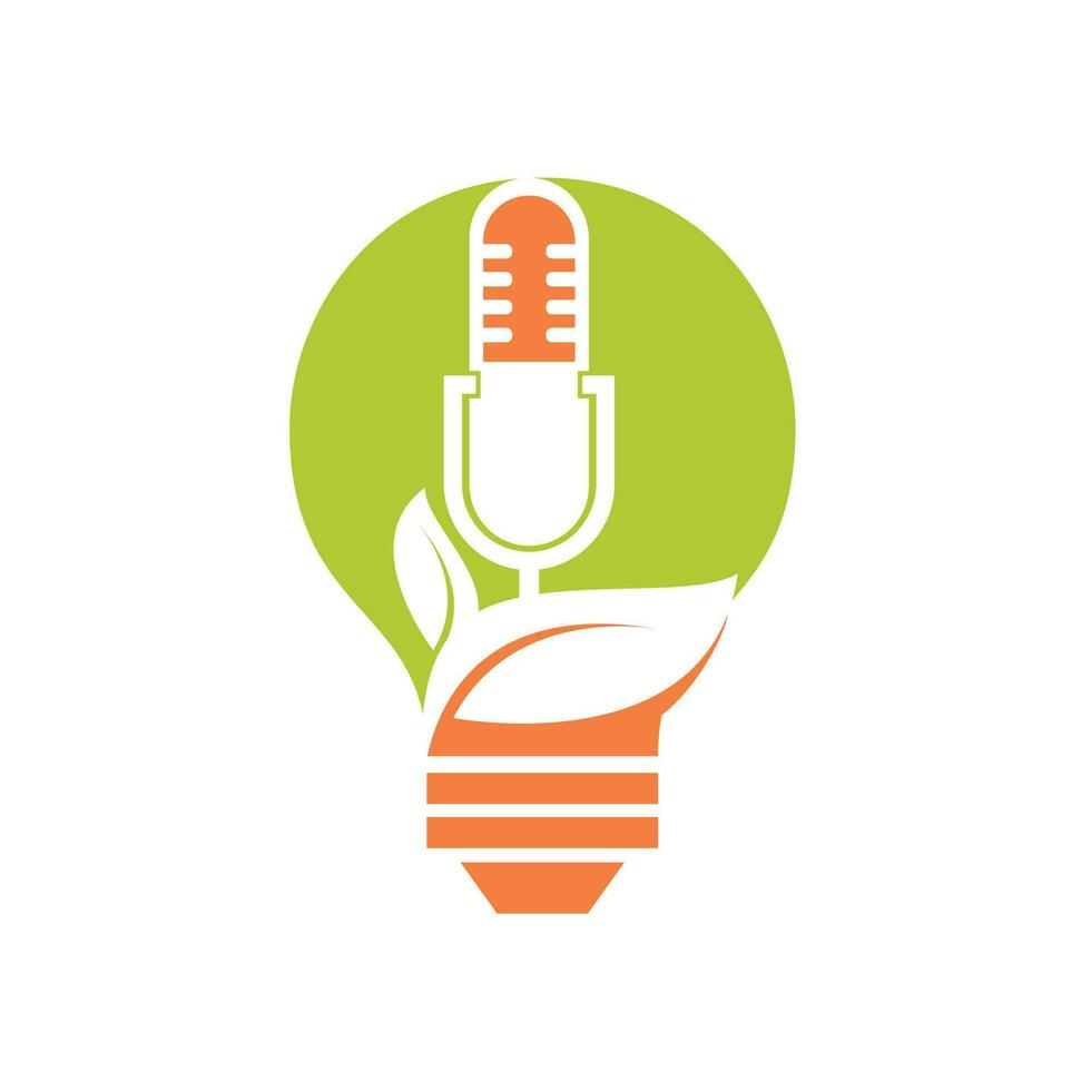 Podcast Drink leaf nature ecology vector logo design. Drink Podcast talk show logo with mic and leaves.