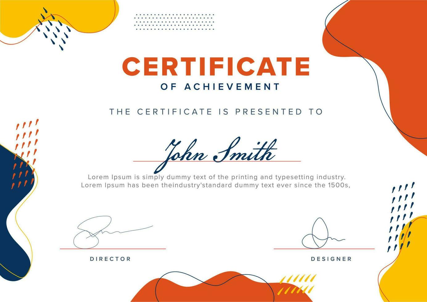 Achievement Certificate Template Layout in Abstract Style. vector