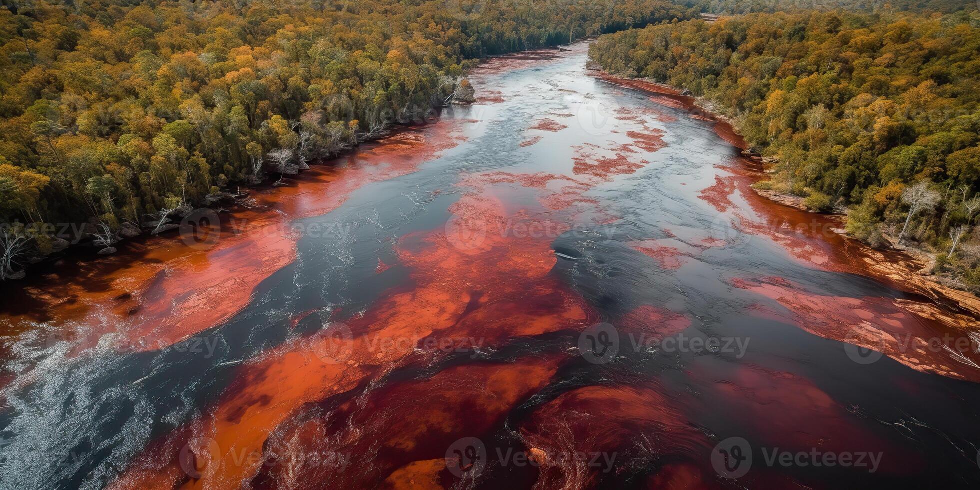 ai generado. ai generativo. foto realista ilustración de parte superior ver dron Amazonas río en el lluvia estación. aventuras tropical explorar onda. gráfico Arte