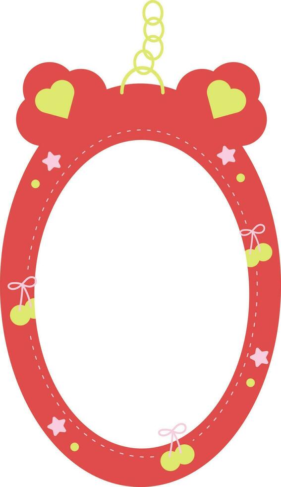 A Cute Red Oval Photocard Holder Illustration vector