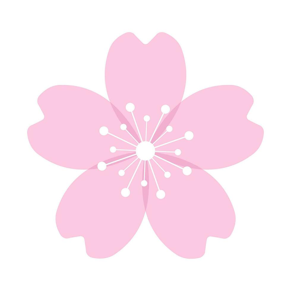 Cherry blossom flower or sakura flat icon. Sakura icon. Pink cherry flower. Vector illustration