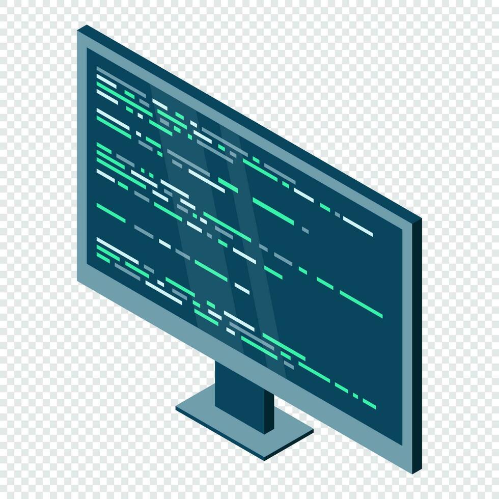 Isometric monitor. Computer monitor isometric desktop. Modern monitor. Vector illustration