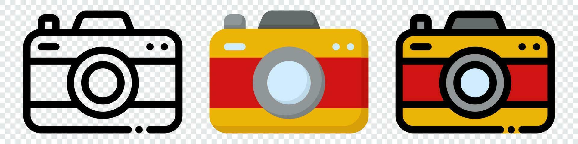 Camera icon set. Photo camera icon in different style. Photo camera in flat style. Photography symbol. Vector illustration