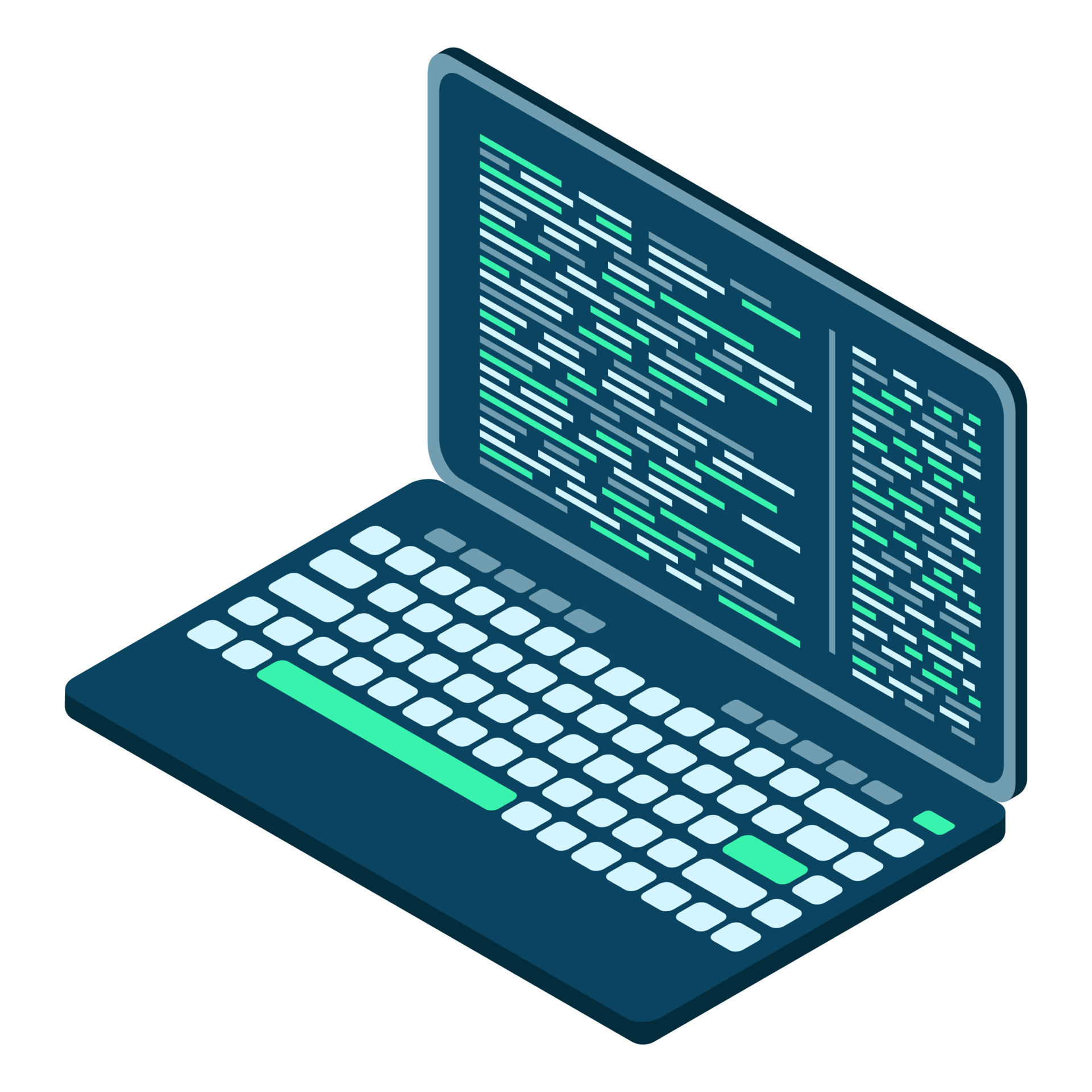 Isometric Laptop. 3d isometric laptop computer. Abstract programming