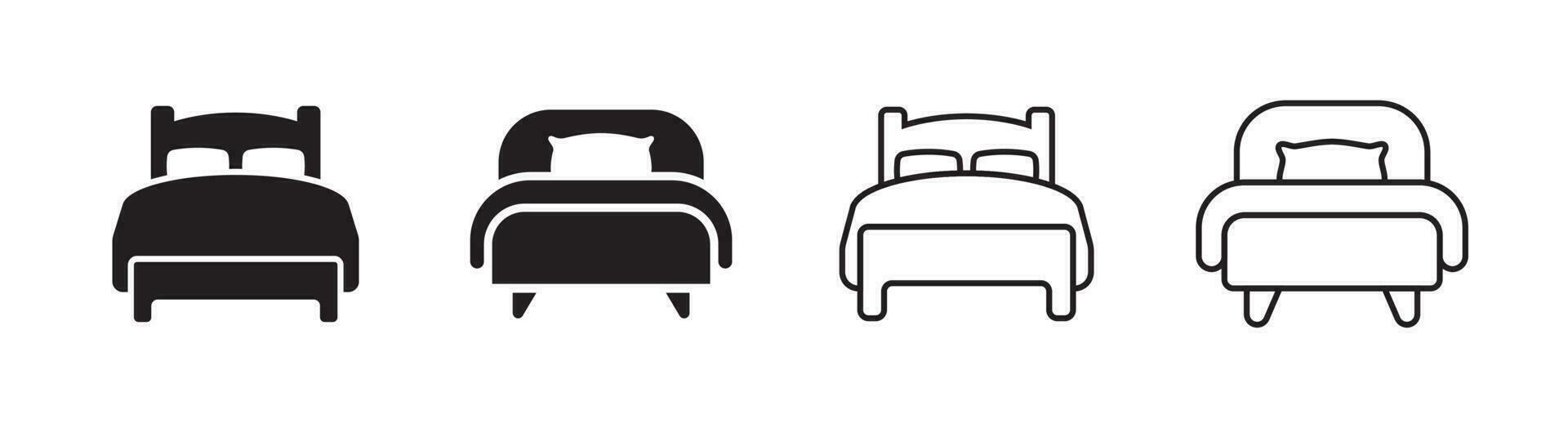 Bed icon set of 4, design element suitable for websites, print design or app vector