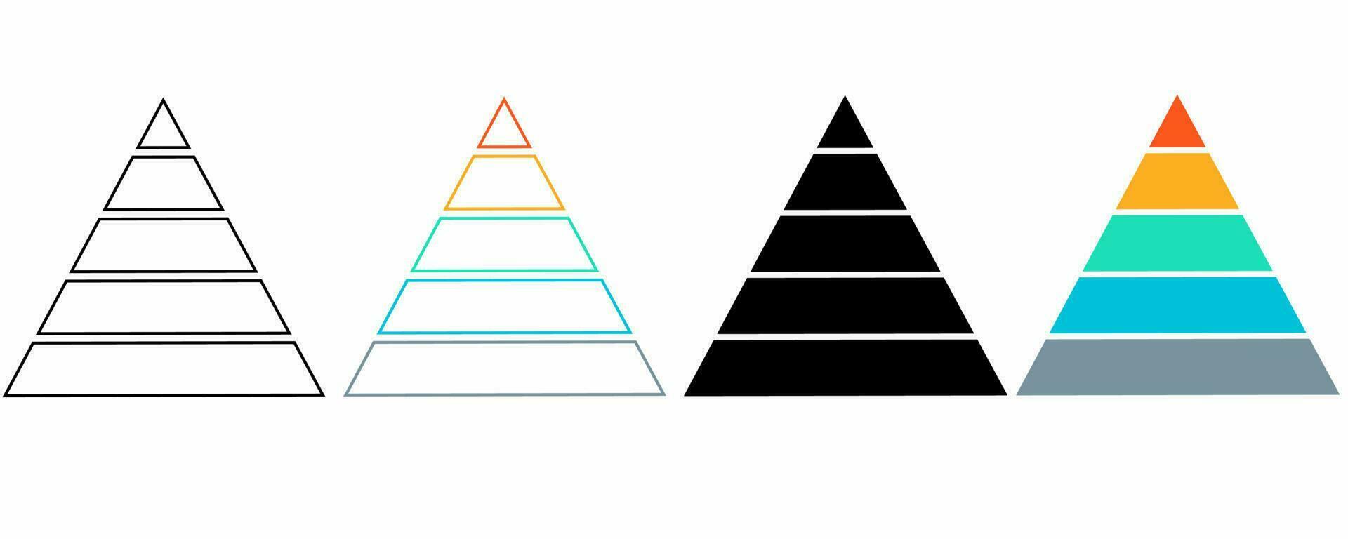 outline silhouette Pyramids icon for infographics set isolated on white background vector