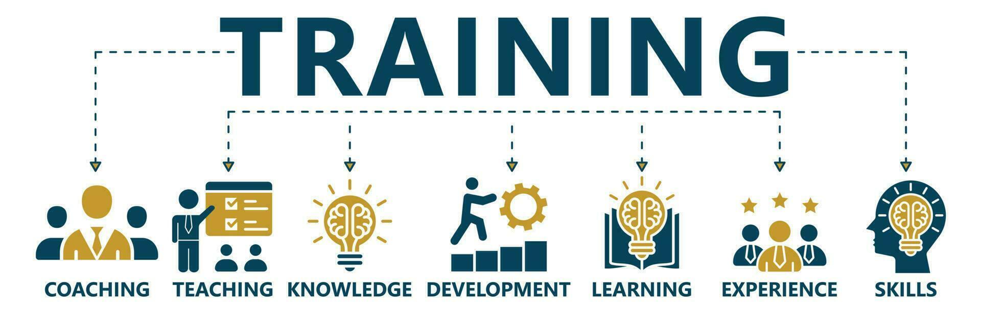 Training banner web icon vector illustration concept for education with icon of coaching, teaching, knowledge, development, learning, experience, and skills