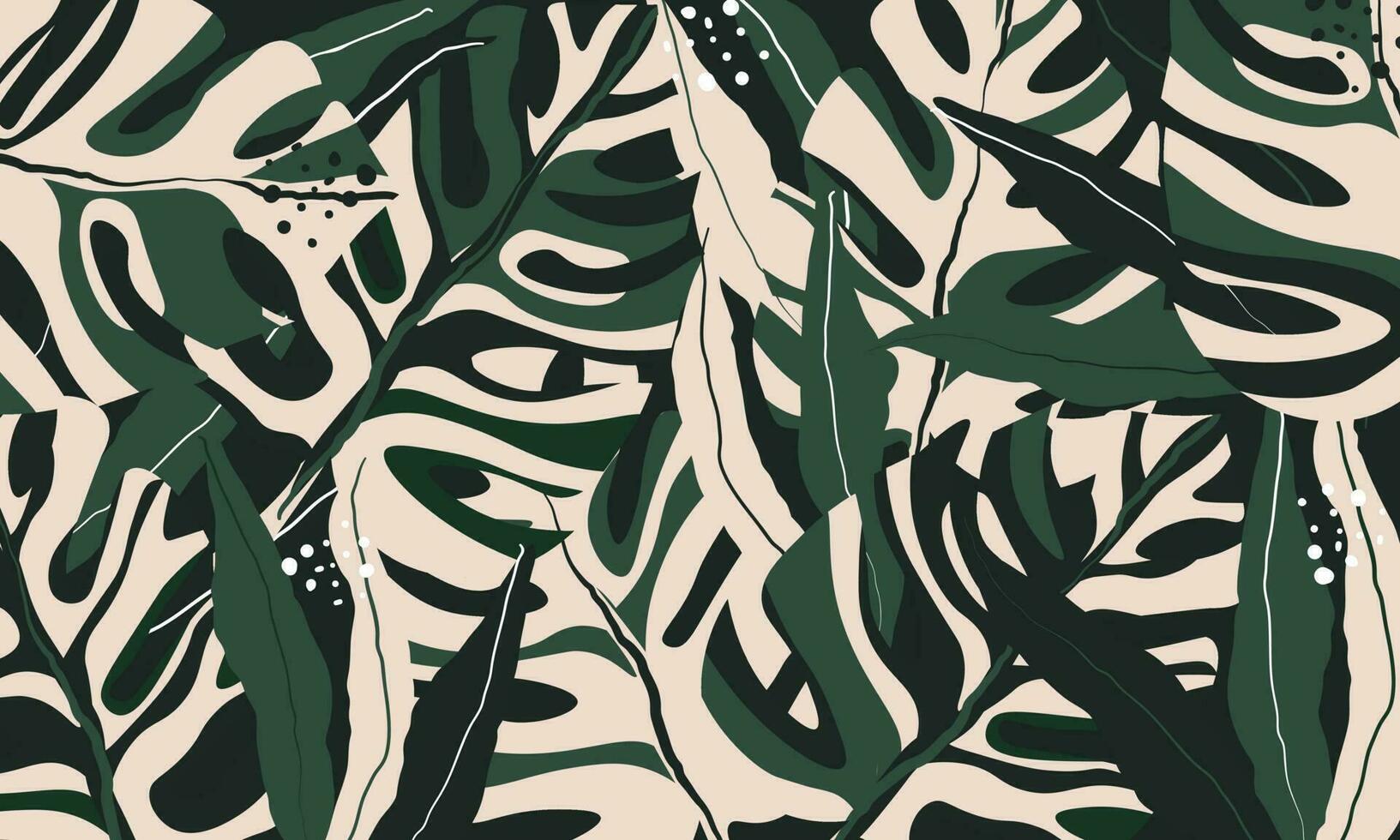 Modern exotic jungle plants illustration pattern vector