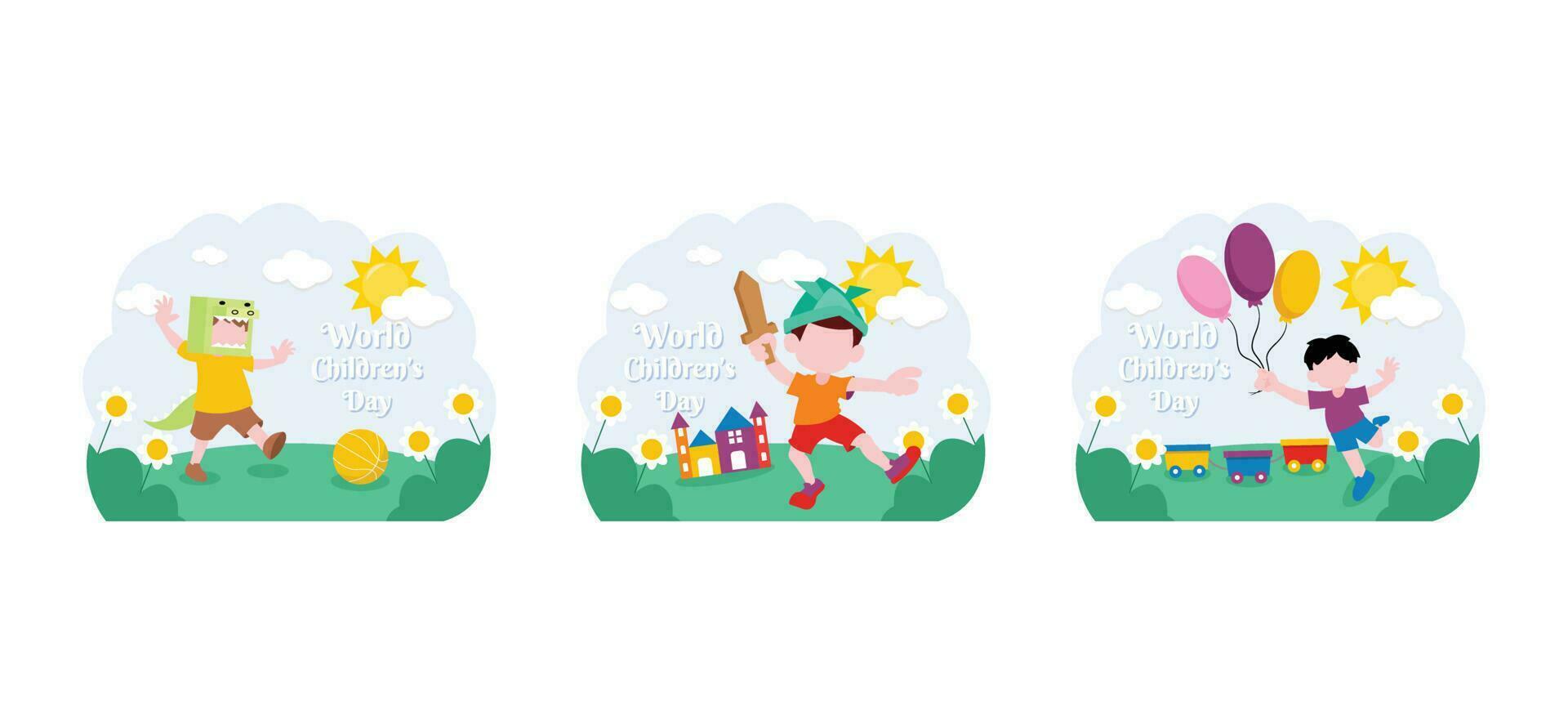 Flat Bundle Children's Day Design Illustration vector