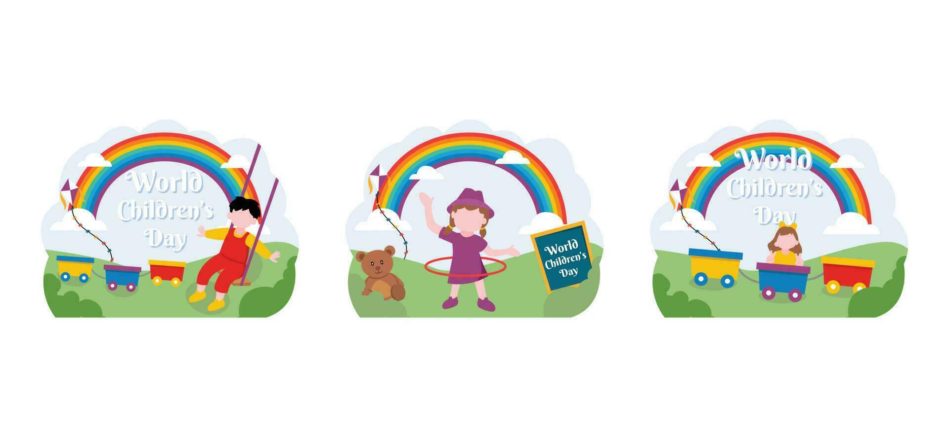 Children's Day Flat Bundle Design Illustration vector
