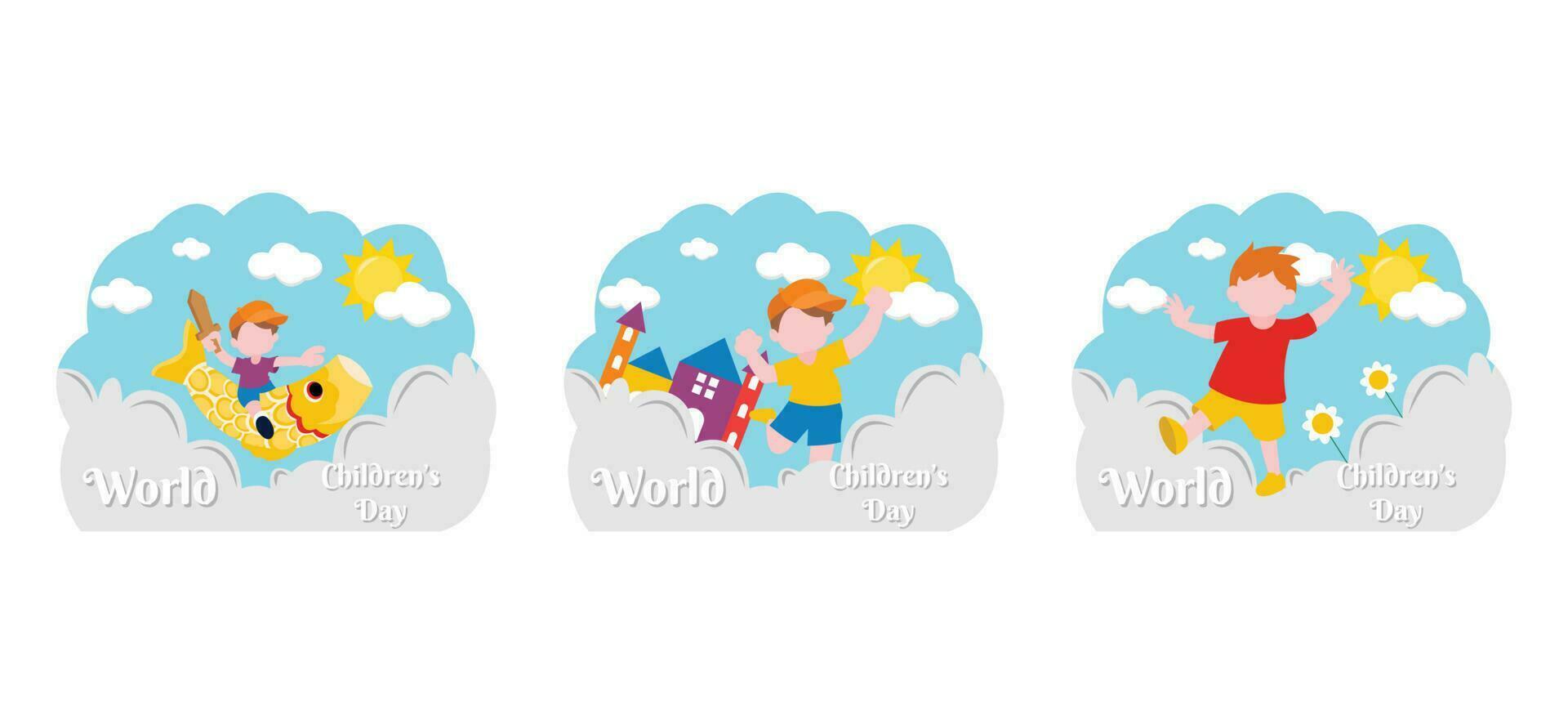 Children's Day Flat Bundle Design Illustration vector