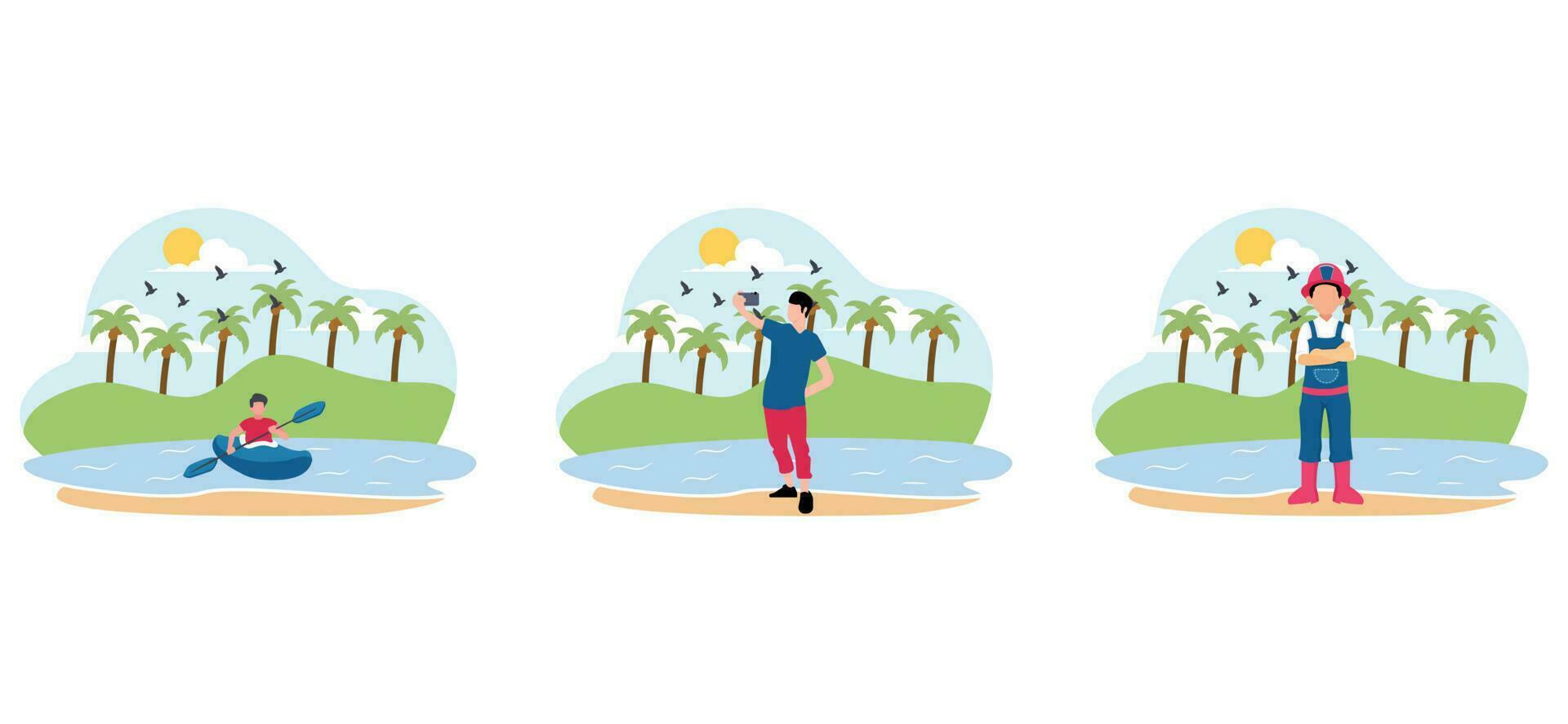 Flat Bundle Weekend Activity Design Illustration vector