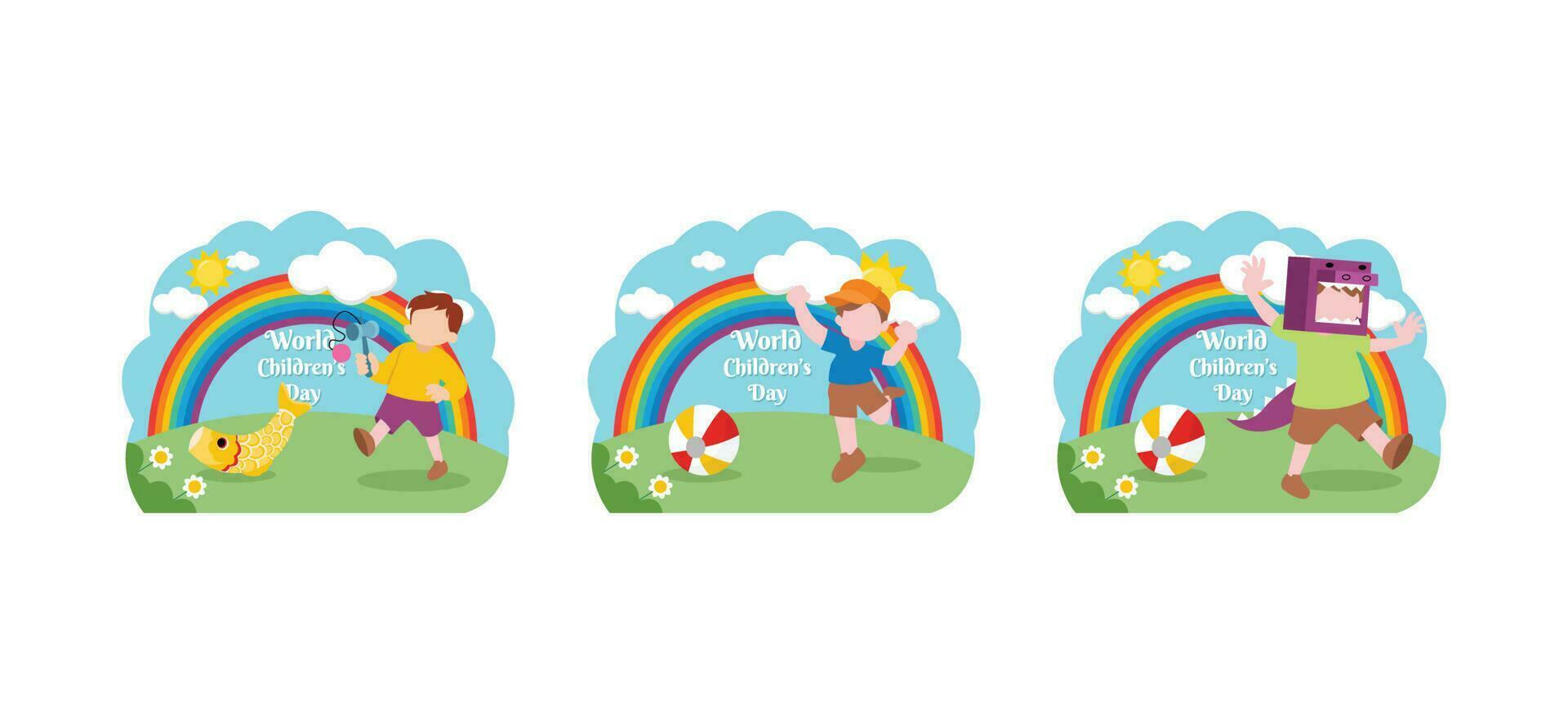 Children's Day Flat Bundle Design Illustration vector