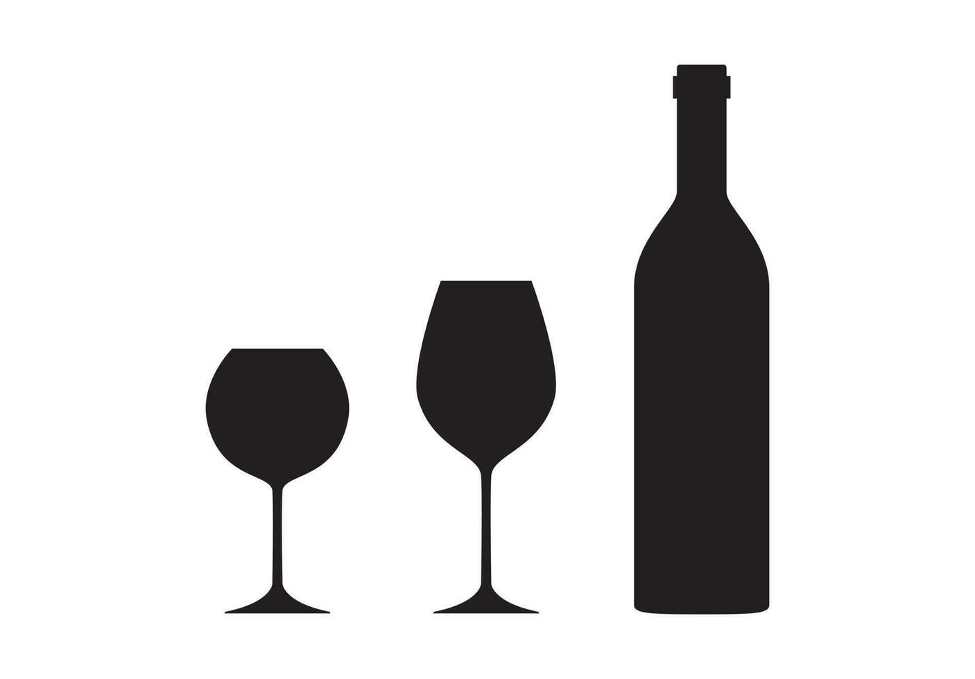 vino botella con vino vaso íconos vector ilustración en antecedentes