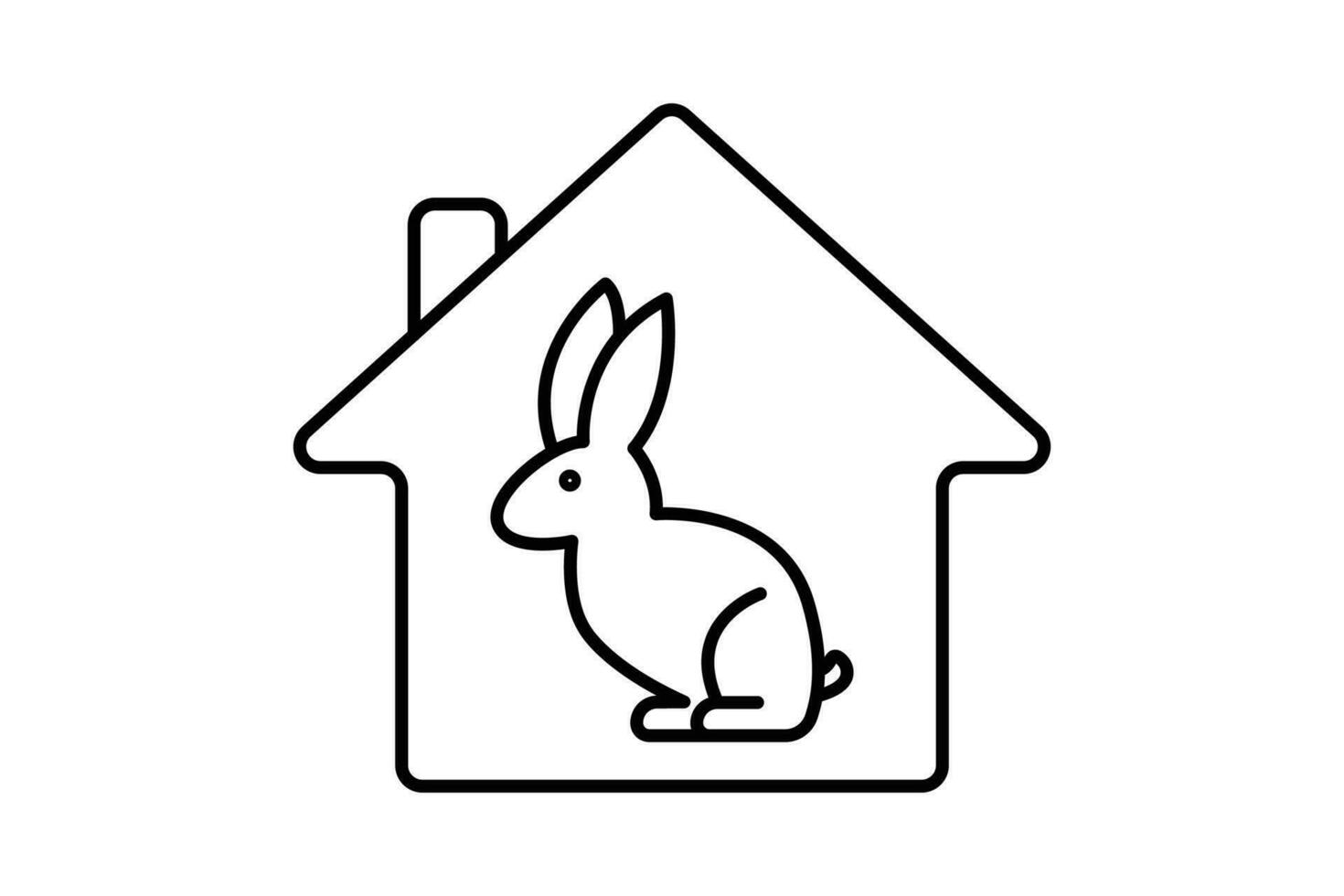 Rabbit pet house icon. Line icon style. icon related to pet care. Simple vector design editable