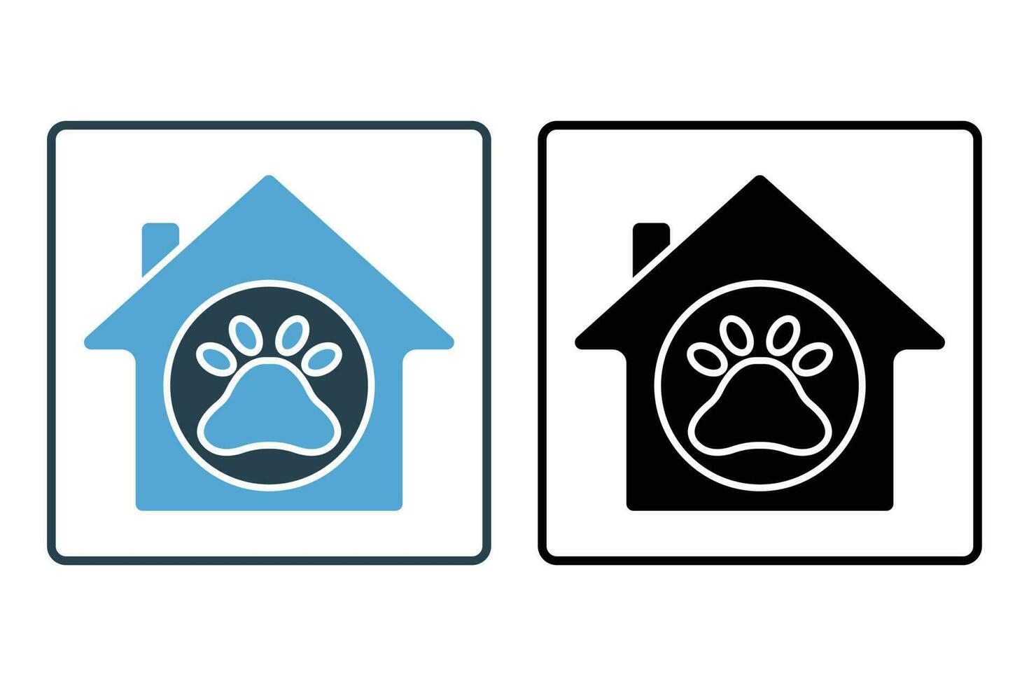 Dog cat pet house icon. Solid icon style. icon related to pet care. Simple vector design editable