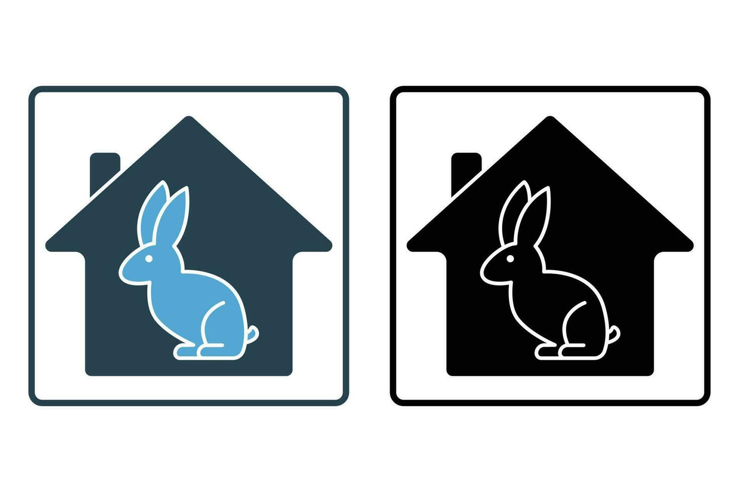 Rabbit pet house icon. Solid icon style. icon related to pet care. Simple vector design editable