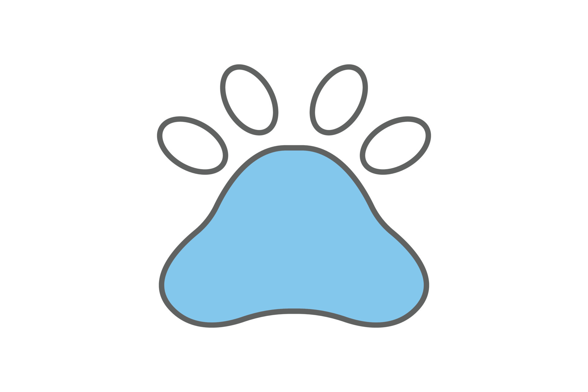 Paw print icon. two tone icon style, lineal color. Dog or cat paw print