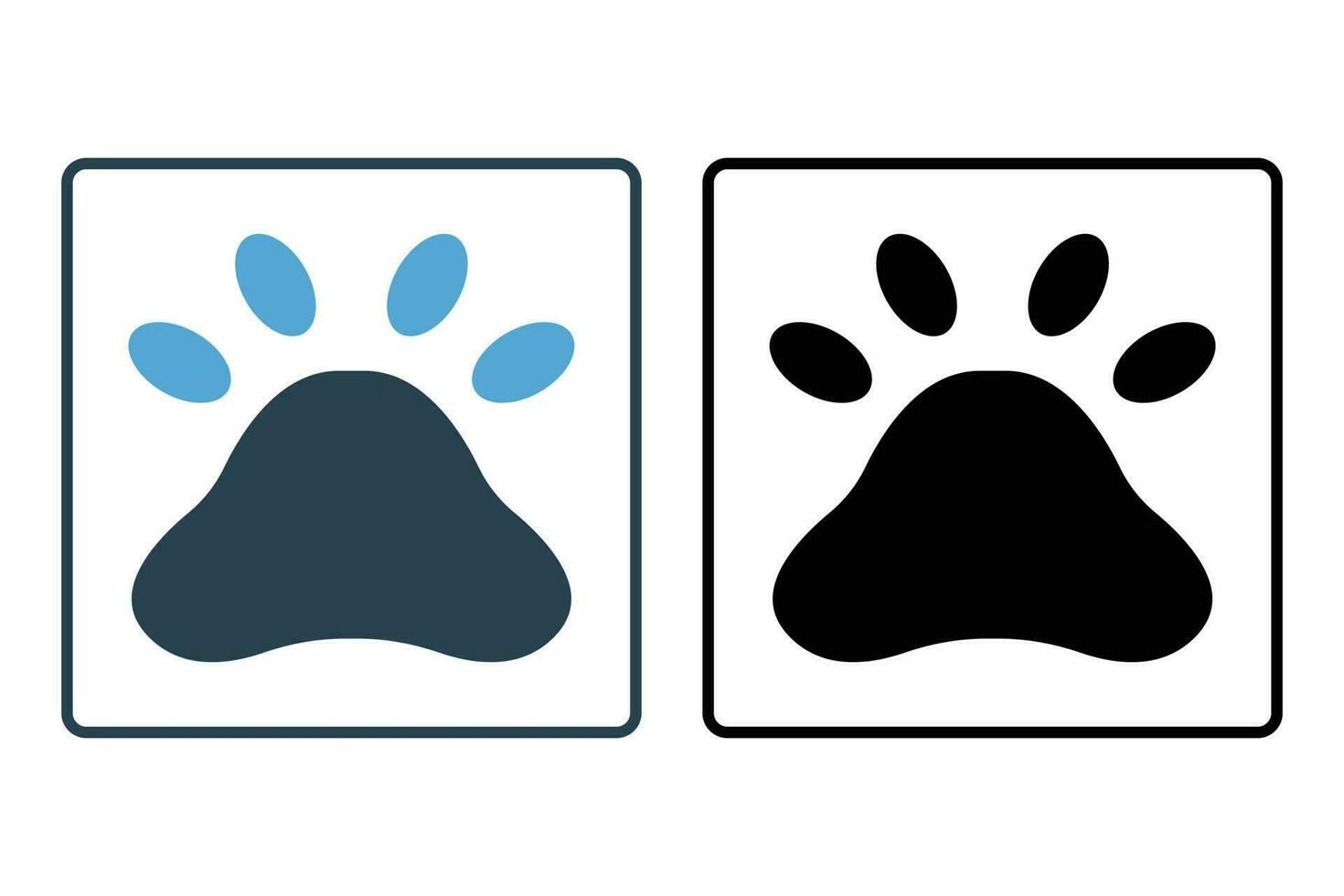 Paw print icon. Solid icon style. Dog or cat paw print illustration. icon related to pet care. Simple vector design editable