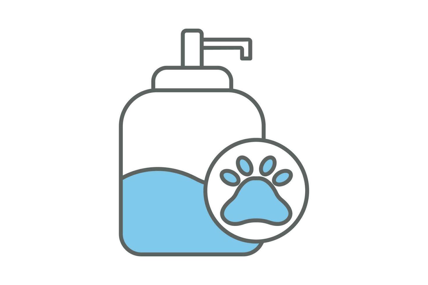 Pet shampoo icon. Two tone icon style, lineal color. pets care sign. Dog cleaning symbol, cat. Simple vector design editable