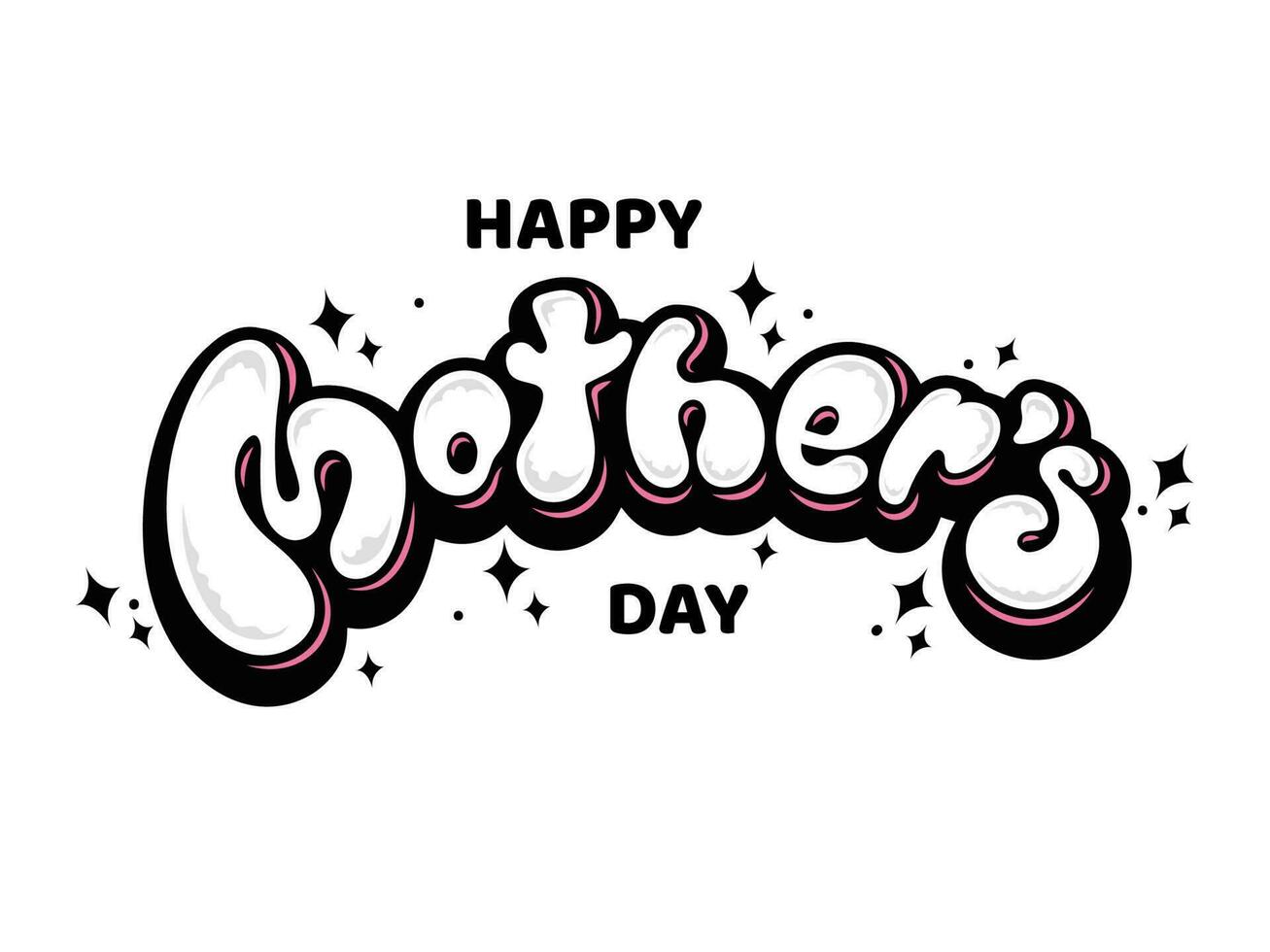 Happy Mother's Day Font on White Background. vector