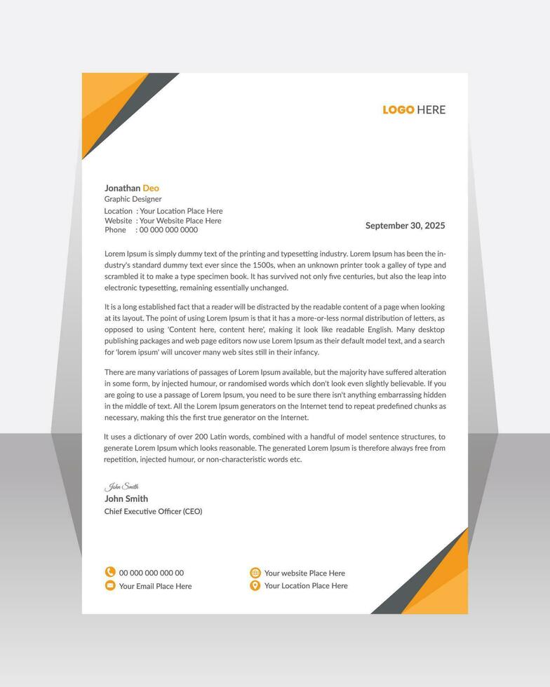 Business letterhead, Letterhead template with various colors, Letterhead template in flat  style, Modern company letterhead template design vector