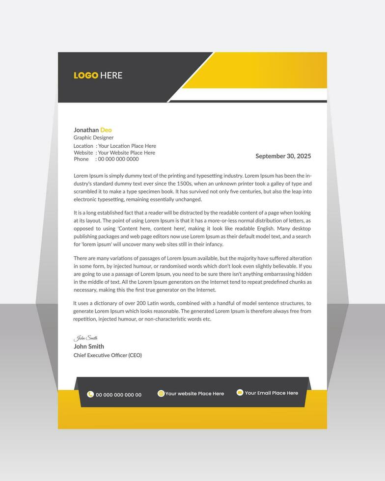 Business letterhead, Letterhead template with various colors, Letterhead template in flat  style, Modern company letterhead template design vector