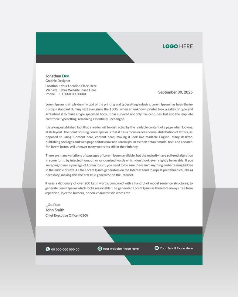 Business letterhead, Letterhead template with various colors, Letterhead template in flat  style, Modern company letterhead template design vector
