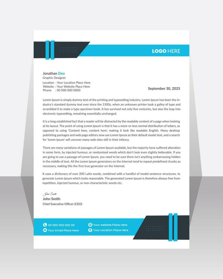 Business letterhead, Letterhead template with various colors, Letterhead template in flat  style, Modern company letterhead template design vector