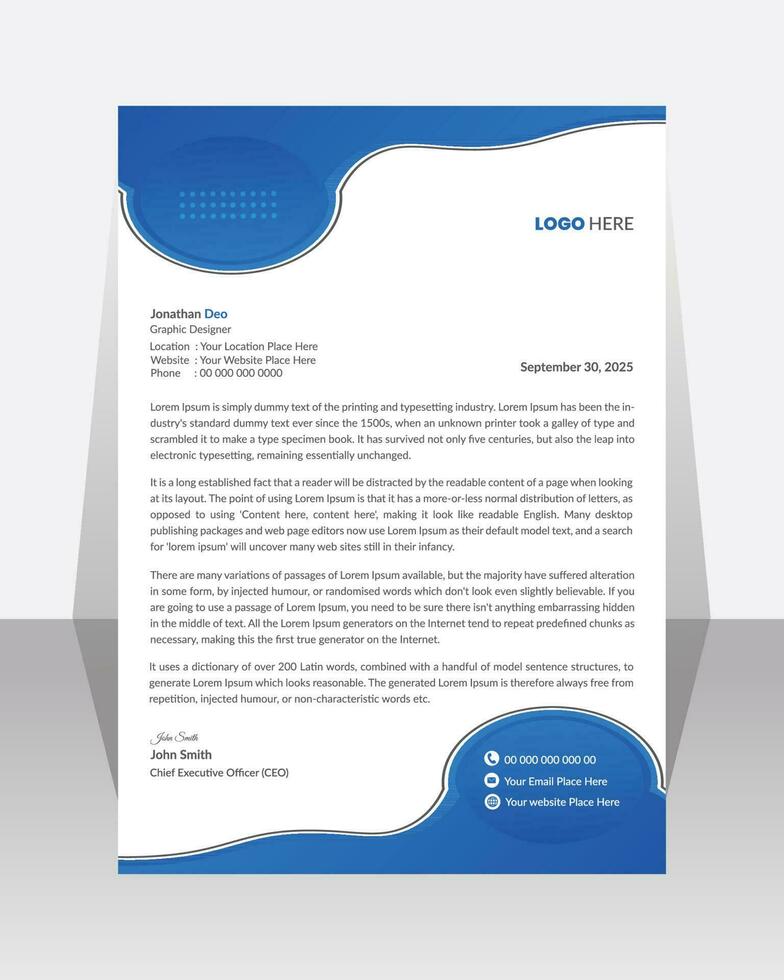 Business letterhead, Letterhead template with various colors, Letterhead template in flat  style, Modern company letterhead template design vector