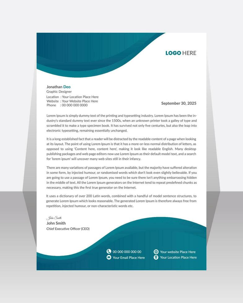 Business letterhead, Letterhead template with various colors, Letterhead template in flat  style, Modern company letterhead template design vector