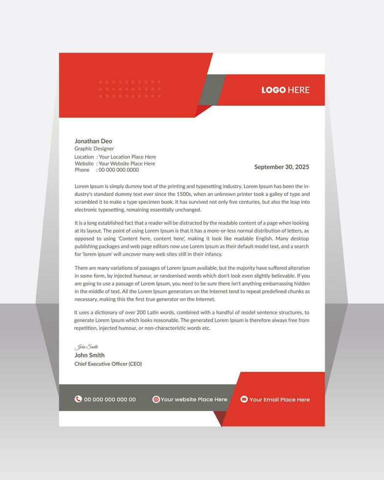 Business letterhead, Letterhead template with various colors, Letterhead template in flat  style, Modern company letterhead template design vector